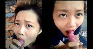 Em ghệ liếm thằng nhỏ ở vườn sau nhà